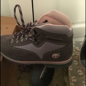 Timberland pink and grey boots